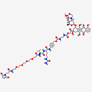 Structural formula for Mal-PEG4-VC-PAB-DMEA-PNU-159682
